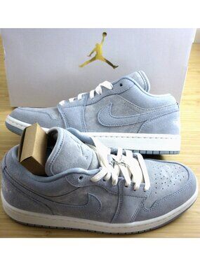 Women's Air Jordan 1 Low SE Obsidian Mist Wolf Grey Suede Shoes Size 7.5 NIB
